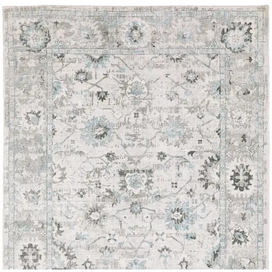 Ivory And Teal Blue Oriental Hand Tufted Area Rug Photo 5