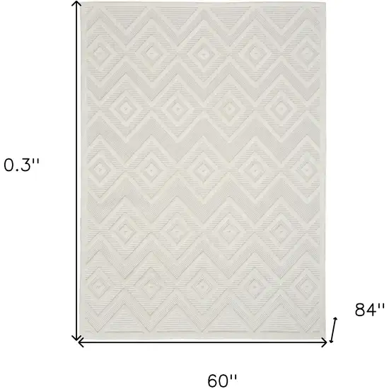 Ivory And White Argyle Indoor Outdoor Area Rug Photo 5