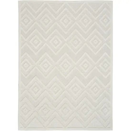 Ivory And White Argyle Indoor Outdoor Area Rug Photo 1