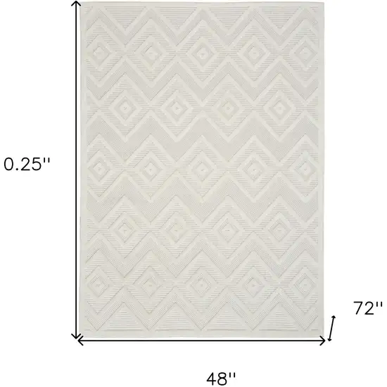 Ivory And White Argyle Indoor Outdoor Area Rug Photo 5