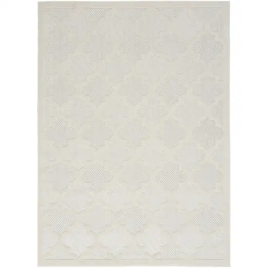 Ivory And White Ikat Indoor Outdoor Area Rug Photo 1