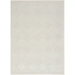 Photo of Ivory And White Ikat Indoor Outdoor Area Rug