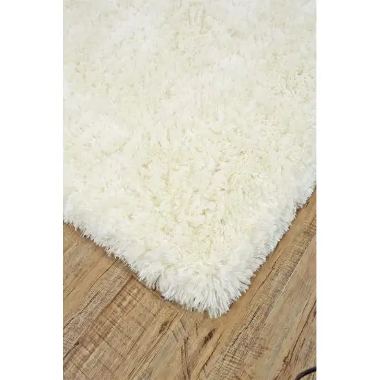 Ivory And White Shag Tufted Handmade Stain Resistant Area Rug Photo 3