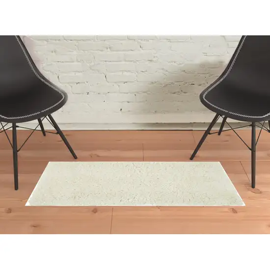 Ivory And White Shag Tufted Handmade Stain Resistant Area Rug Photo 2