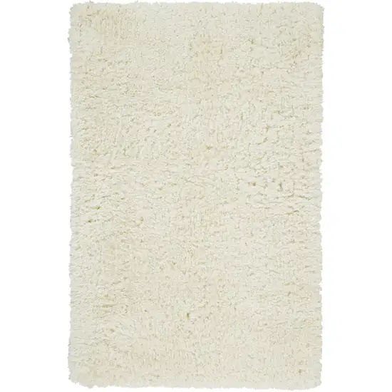 Ivory And White Shag Tufted Handmade Stain Resistant Area Rug Photo 1