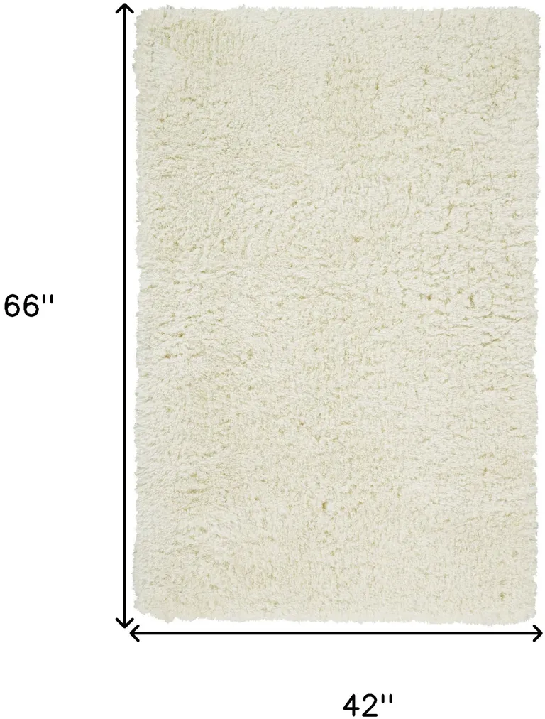 Ivory And White Shag Tufted Handmade Stain Resistant Area Rug Photo 4