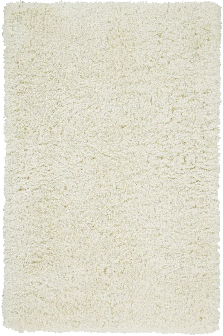 Ivory And White Shag Tufted Handmade Stain Resistant Area Rug Photo 1