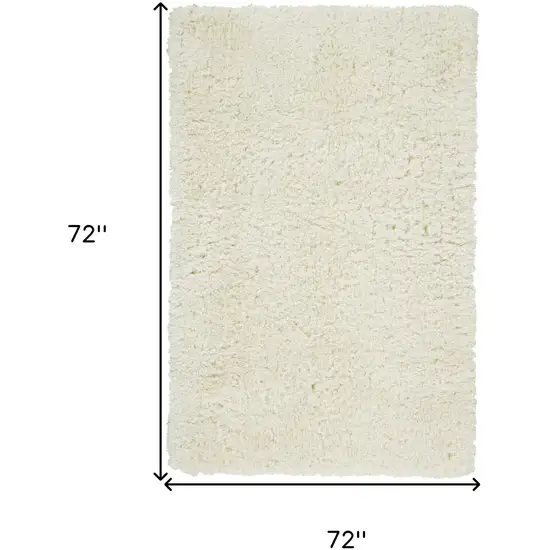 Ivory And White Shag Tufted Handmade Stain Resistant Area Rug Photo 4