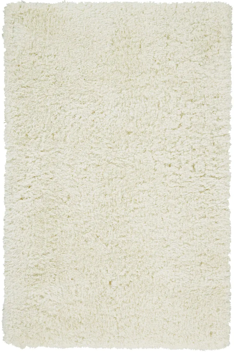 Ivory And White Shag Tufted Handmade Stain Resistant Area Rug Photo 1