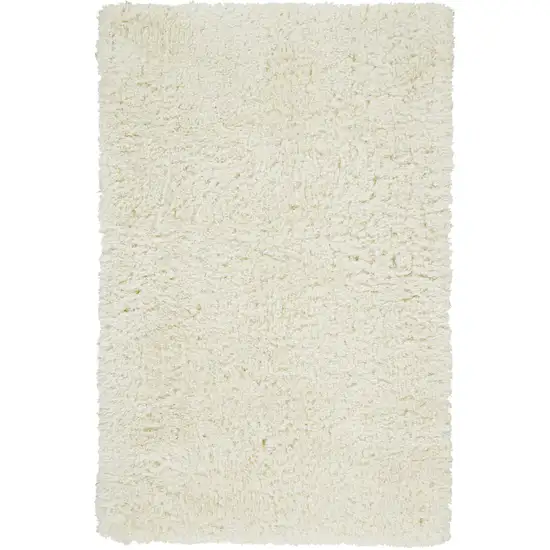 Ivory And White Shag Tufted Handmade Stain Resistant Area Rug Photo 1