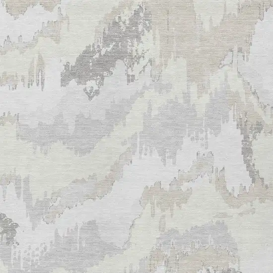 Ivory Beige And Cream Abstract Washable Indoor Outdoor Area Rug Photo 6