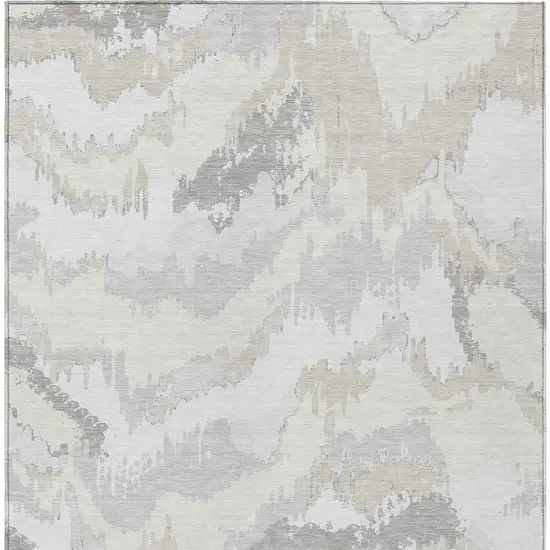 Ivory Beige And Cream Abstract Washable Indoor Outdoor Area Rug Photo 6