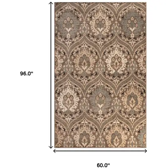 Ivory Beige And Light Blue Floral Stain Resistant Area Rug Photo 9