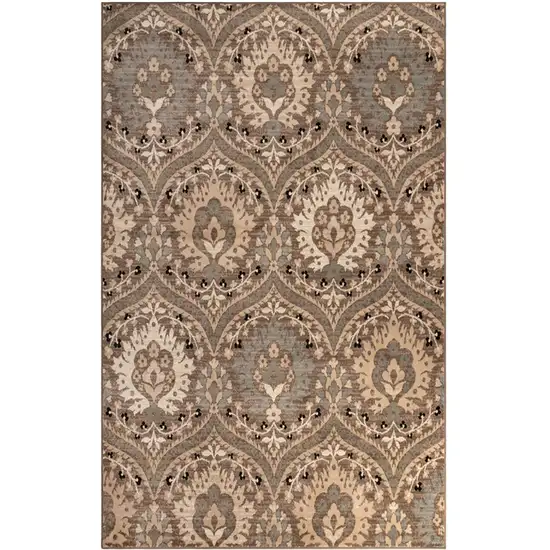 Ivory Beige And Light Blue Floral Stain Resistant Area Rug Photo 1