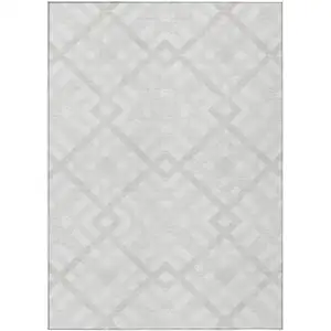 Photo of Ivory Beige And Tan Geometric Washable Indoor Outdoor Area Rug