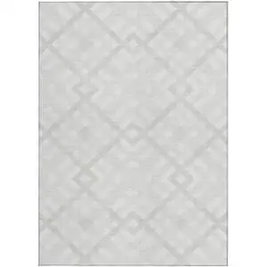 Photo of Ivory Beige And Tan Geometric Washable Indoor Outdoor Area Rug