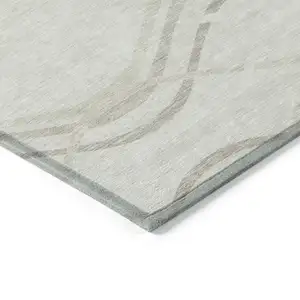 Photo of Ivory Beige And Taupe Abstract Washable Indoor Outdoor Area Rug