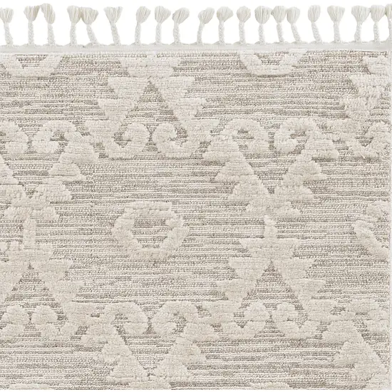 Ivory Beige Diamonds Area Rug with Fringe Photo 1