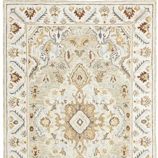 Ivory Beige Gold And Muted Grey Oriental Tufted Handmade Stain Resistant Area Rug Photo 5