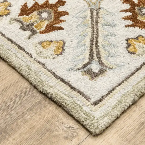 Ivory Beige Gold And Muted Grey Oriental Tufted Handmade Stain Resistant Area Rug Photo 4