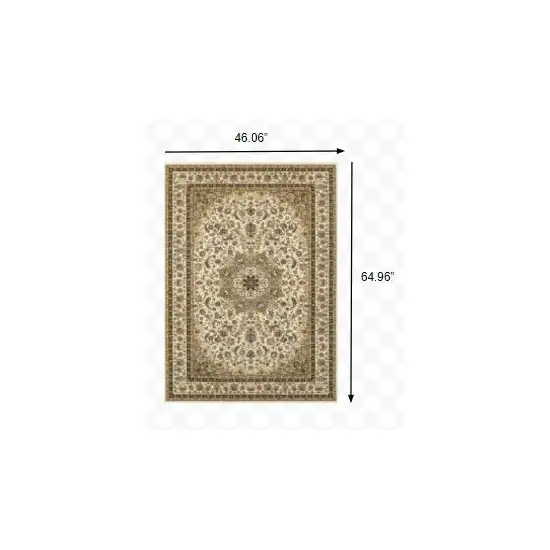 Ivory Beige Machine Woven Oriental Indoor Area Rug Photo 2