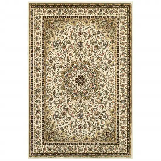 Ivory Beige Machine Woven Oriental Indoor Area Rug Photo 3