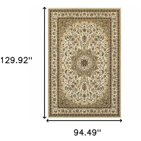 Ivory Beige Machine Woven Oriental Indoor Area Rug Photo 6