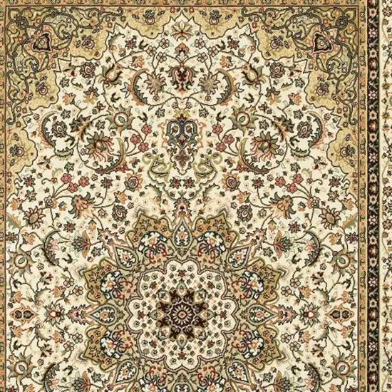 Ivory Beige Machine Woven Oriental Indoor Area Rug Photo 4