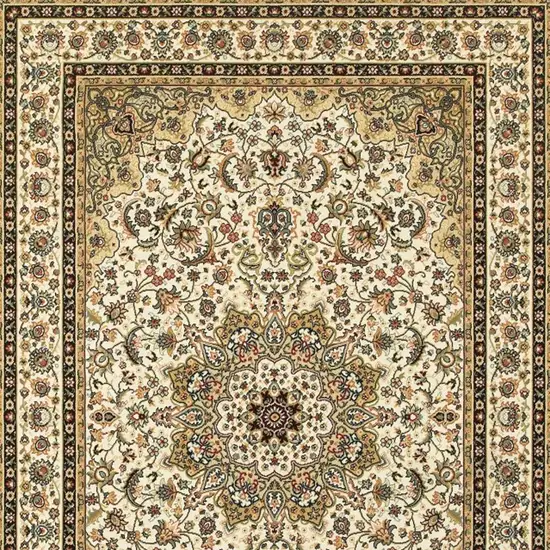 Ivory Beige Machine Woven Oriental Indoor Area Rug Photo 5