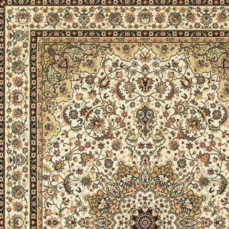 Ivory Beige Machine Woven Oriental Indoor Area Rug Photo 4