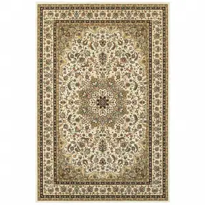 Photo of Ivory Beige Machine Woven Oriental Indoor Area Rug