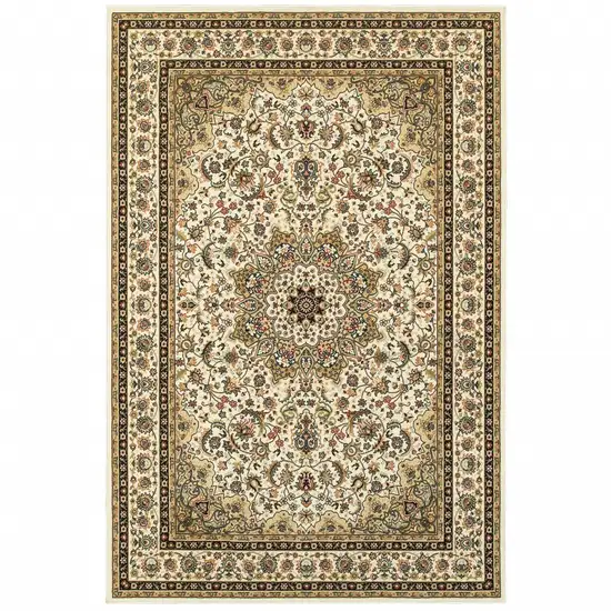 Ivory Beige Machine Woven Oriental Indoor Area Rug Photo 1