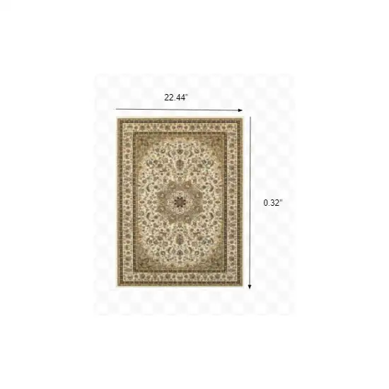 Ivory Beige Machine Woven Oriental Indoor Area Rug Photo 2