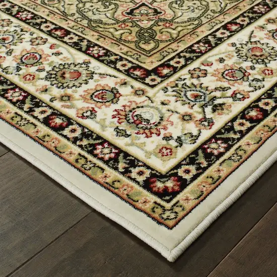 Ivory Beige Machine Woven Oriental Indoor Area Rug Photo 3