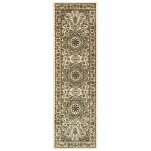 Photo of Ivory Beige Machine Woven Oriental Indoor Runner Rug