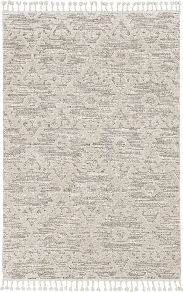 Ivory Beige Polyester Rug Photo 1