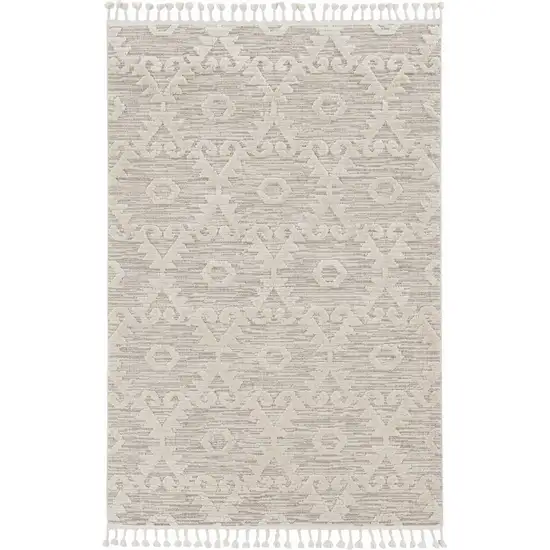 Ivory Beige Polyester Rug Photo 1