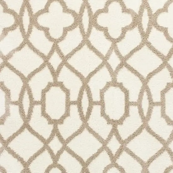 Ivory Beige Trellis Machine Woven Microfiber Indoor Area Rug Photo 5