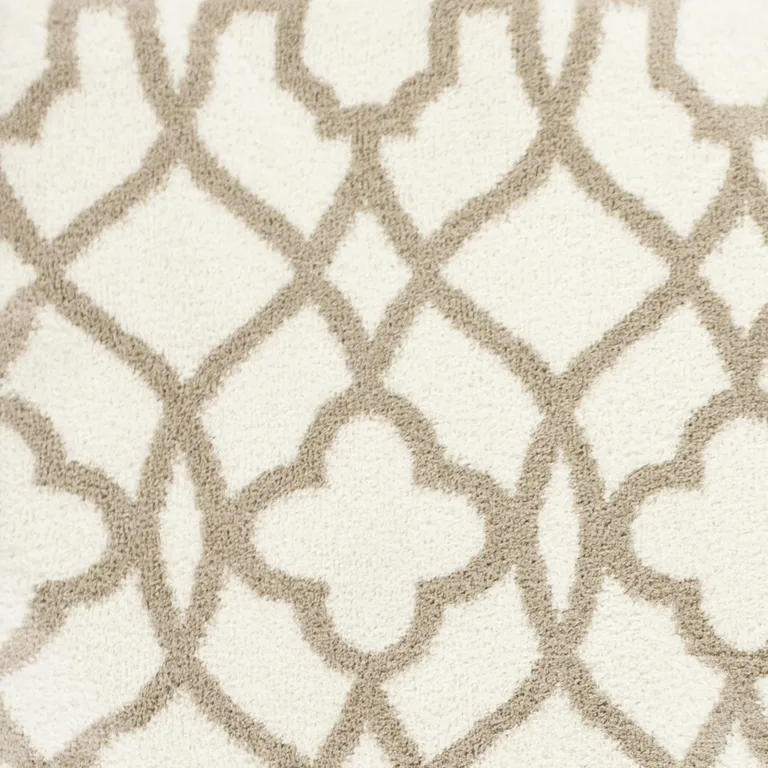 Ivory Beige Trellis Machine Woven Microfiber Indoor Area Rug Photo 3