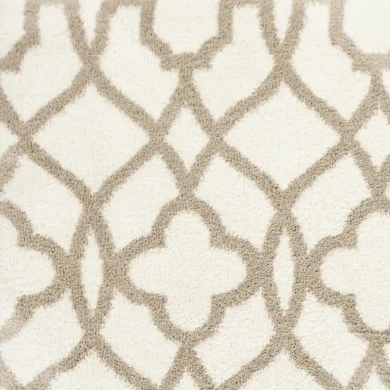 Ivory Beige Trellis Machine Woven Microfiber Indoor Area Rug Photo 3