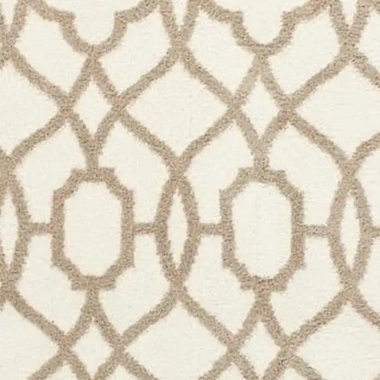 Ivory Beige Trellis Machine Woven Microfiber Indoor Area Rug Photo 4