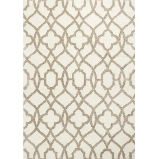 Ivory Beige Trellis Machine Woven Microfiber Indoor Area Rug Photo 1