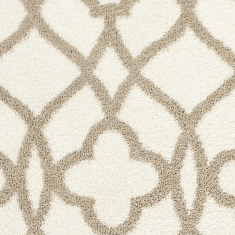 Ivory Beige Trellis Machine Woven Microfiber Indoor Area Rug Photo 2