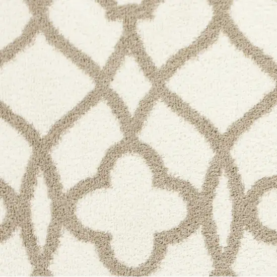 Ivory Beige Trellis Machine Woven Microfiber Indoor Area Rug Photo 2