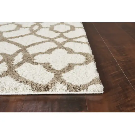 Ivory Beige Trellis Machine Woven Microfiber Indoor Area Rug Photo 4