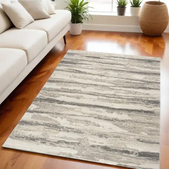 Ivory Beige and Gray Abstract Non Skid Area Rug Photo 1