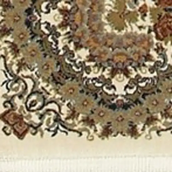 Ivory Black And Brown Medallion Area Rug With Fringe Photo 6