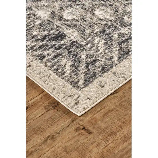 Ivory Black And Taupe Abstract Stain Resistant Area Rug Photo 4