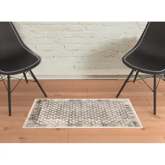 Ivory Black And Taupe Abstract Stain Resistant Area Rug Photo 4