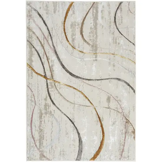 Ivory Black and Brown Abstract Non Skid Area Rug Photo 5